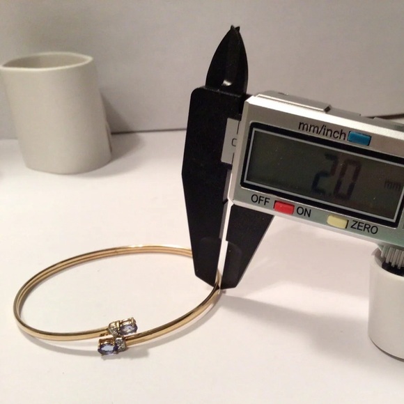 14K Iolite Diamond Bypass Bangle Bracelet - Picture 7 of 11